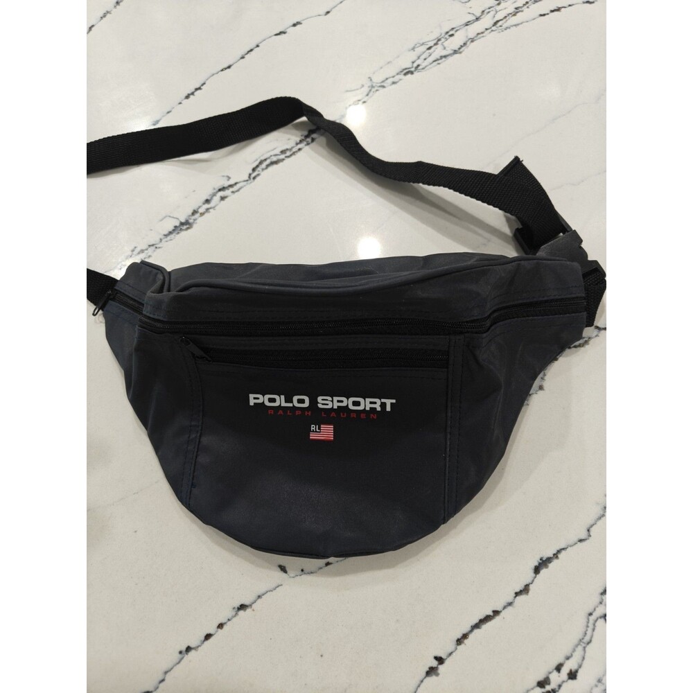 Vintage Ralph Lauren Polo Sport Waist Belt Bag Fanny Pack Blue Dark Zip 90s